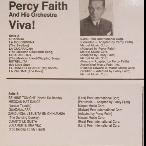 Faith,Percy, his Orchestra: Viva, vg+/vg+, CBS (S 62 410), D, stoc Typ: LP Best.-Nr.: V390 Preis: 5,00 Euro
