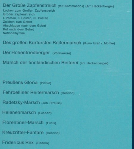 Hanseatisches Blasorchester L&uuml;beck: Der gr. Zapfenstreich,Armee-Reit.M., Tip (63-3002), D, Mono Typ: LP Best.-Nr.: V7451 Preis: 6,00 Euro.