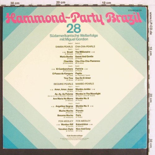 Gordon,Miguel: Hammond-Party Brazil, EBG (63 181), D, 1975 Typ: LP Best.-Nr.: V792 Preis: 6,00 Euro