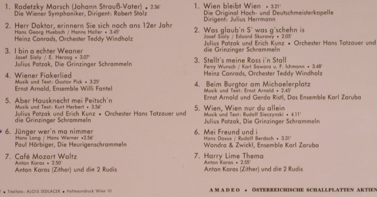 V.A.Unvergängliches Wien: Ernst Arnold,Hörbiger...Julius Herm, Amadeo(AVRS 9069), D, co,  - LP - X1108 - 12,50 Euro