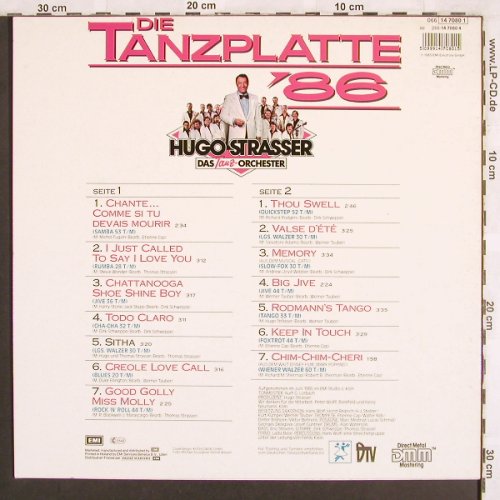 Strasser,Hugo & Tanz-Orch.: Die Tanzplatte '86, EMI(14 7080 1), D, 1985 - LP - X3223 - 6,00 Euro