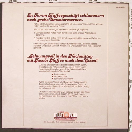 V.A.Schwungvoll in den Nachmittag: Multi Plan, ( vocal Produktion ? ), Jacobs Kaffee(1049), D,  - LP - X3421 - 7,50 Euro