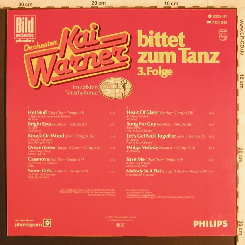 Warner,Kai & Orch.: Bittet zum Tanz 3.Folge, Philips(6305 417), D, 1979 - LP - X3997 - 6,00 Euro