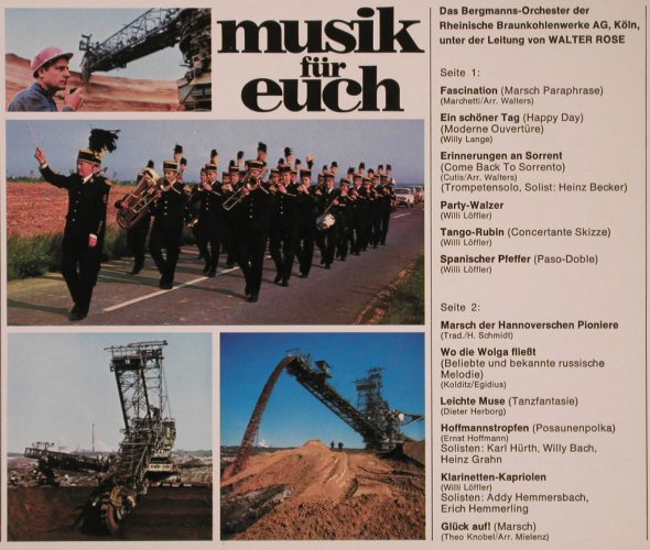 Bergmanns-Orchester Rheinische: Braunkohlenwerke-Musik für Euch, Ltg: Walther Rose(F 60.704), D,  - LP - X4924 - 9,00 Euro