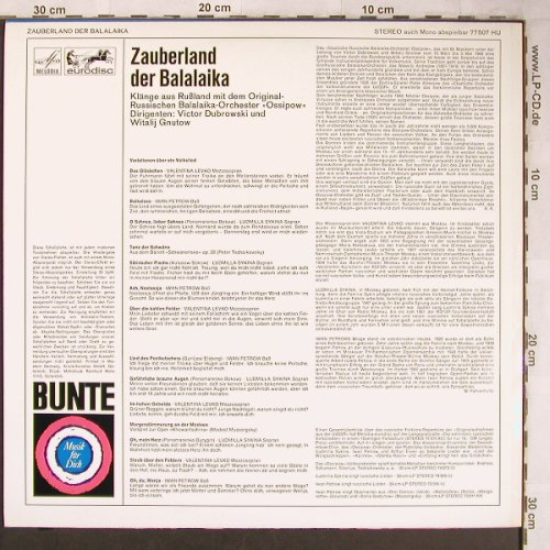 Balalaika-Orchester Ossipow: Zauberland der Balalaika, Bunte/Melodia/Eurodisc(77 507 HU), D,  - LP - X4991 - 9,00 Euro