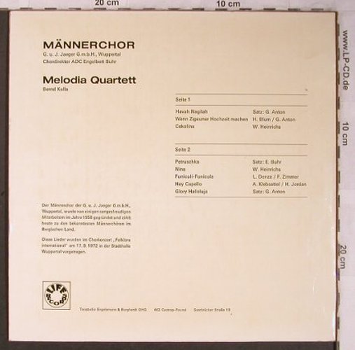 Melodia Quartett Wuppertal: Folklore International, Bernd Kulla, Life Records(73 712-17), D,  - 10inch - X5211 - 9,00 Euro
