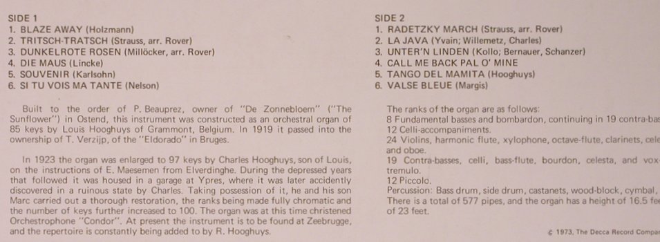 Hooghuys - Condor Organ: Blaze Awai, Decca eclipse (ECS-R 2128), UK, 1973 Typ: LP Best.-Nr.: X5222 Preis: 7,50 Euro