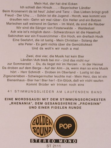 Rhenania Orch./GesangsV.Frohsinn: Noch mehr Stimmung, Golden Sound Pop(ST 2111), D,  - LP - X5230 - 5,00 Euro