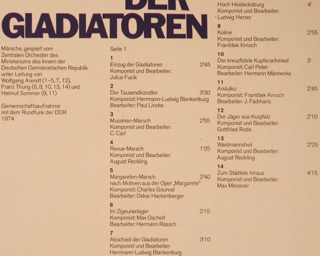 Orchester d. Ministeriums d.Inneren: der DDR,Einzug der Gladiatoren, Eterna(8 15 080), DDR, 1975 - LP - X5391 - 9,00 Euro