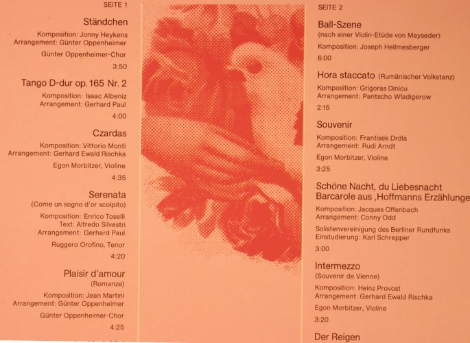 V.A.Plaisir d' Amour: Souvenier, Oppenheimer Chor, G.Paul, Amiga (8 45 050), DDR, 1988 Typ: LP Best.-Nr.: X5414 Preis: 7,50 Euro