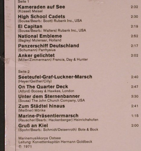 V.A.So schön klingt Marschmusik: Marine Märsche, FS-New, Heimat-Melodie (CL 29684), D, 1979 Typ: LP Best.-Nr.: X5870 Preis: 17,50 Euro