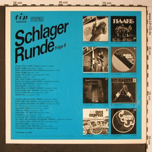 Plee Orchester,Jo: Schlager-Runde Folge 8,potpourri, Tip (24 28 018), D,instrum, 1970 Typ: LP Best.-Nr.: X6063 Preis: 7,50 Euro
