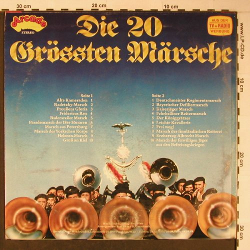 V.A.Die 20 Grössten Märsche: Musikalische Leitung Paul Biste, Arcade (ADE G 35), D, m-/vg+ Typ: LP Best.-Nr.: X6116 Preis: 5,00 Euro