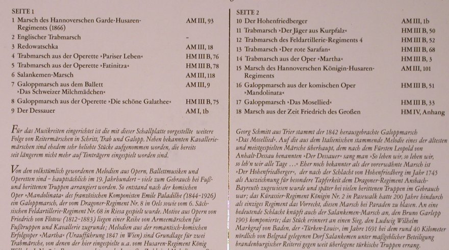 Musikkorps d.1.Korps d.Bw. Münster: Reitermärsche Folge 2, Westf-Lipp.Sparkasse(287 000), D,  - LP - X6155 - 7,50 Euro