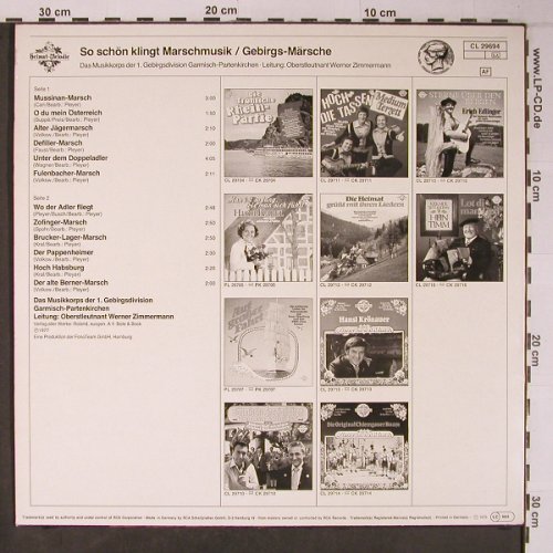 Musikkorps d.1.Gebirgsdivision: Garmisch-Partenkirchen,GebirgsMär, Heimat-Melodie(CL 29694), D, 1979 - LP - X6403 - 7,50 Euro