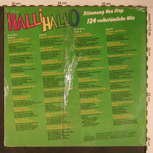 V.A.Halli Hallo 124 volktüml.Hits: mit Fred Feiermanns Partylöwen, Dino (DLP 2061), D,FS-New, 1989 Typ: 2LP Best.-Nr.: X6751 Preis: 17,50 Euro