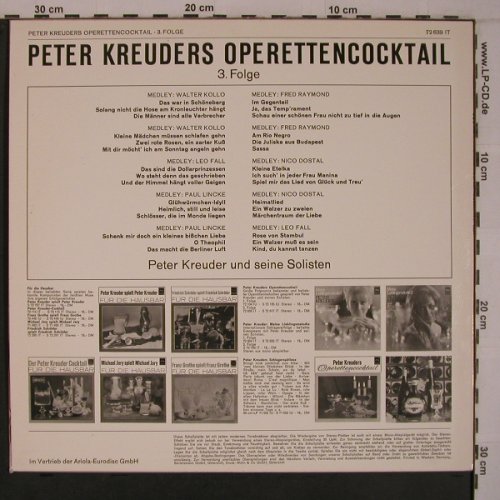 Kreuder,Peter: Operettencocktail 3.Folge, Ariola (72 639 IT), D Typ: LP Best.-Nr.: X6962 Preis: 7,50 Euro