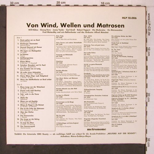 V.A.Von Wind, Wellen und Matrosen: Will Höhne...Orch.Alfred Matschat, Metronome (HLP 10.006), D Typ: LP Best.-Nr.: X7022 Preis: 9,00 Euro