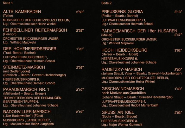 V.A.Preussen Gloria: Bekannte deut. Musikkorps spielen.., Telefunken (6.21363 AF), D, 1973 Typ: LP Best.-Nr.: X7312 Preis: 7,50 Euro