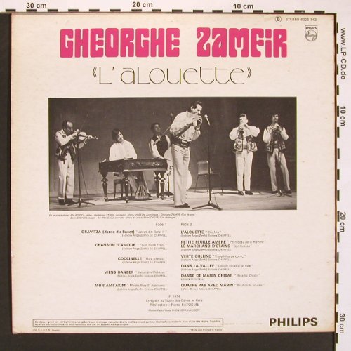 Zamfir,Gheorghe: L'Alouette, Philips (6325 143), F, 1974 Typ: LP Best.-Nr.: X8247 Preis: 7,50 Euro