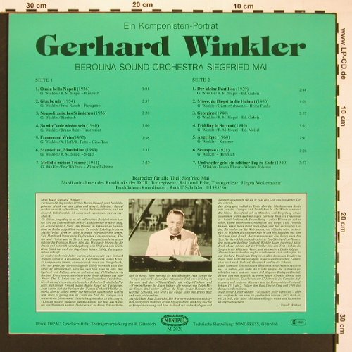 Winkler,Gerhard by S.Mai & Orch.: Ein Komponisten-Porträt, Monopol (M 2030), D, 1986 Typ: LP Best.-Nr.: X8303 Preis: 9,00 Euro