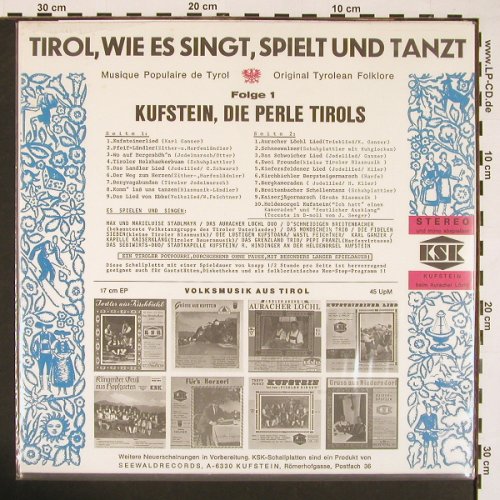 V.A.Tirol wie es singt u. lacht: Folge 1,Kufstein,Die Perle..., KSK, A Typ: LP Best.-Nr.: X8400 Preis: 7,50 Euro