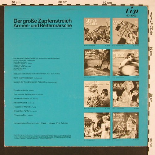 Hanseatisches Blasorchester Lübeck: Der gr. Zapfenstreich,Armee-Reit.M., Tip (63-3002), D, vg+/m- Typ: LP Best.-Nr.: X8447 Preis: 5,00 Euro