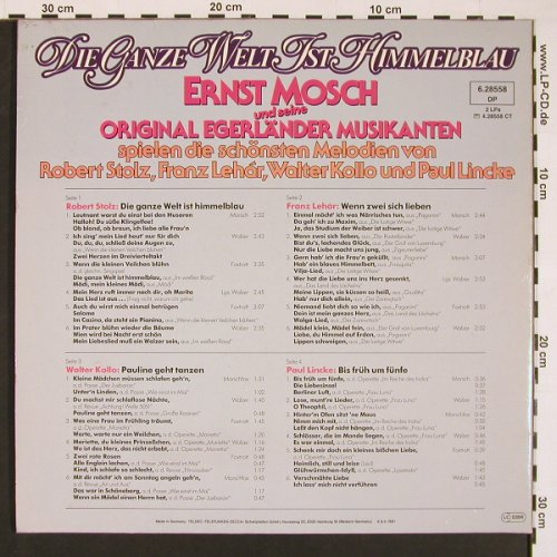 Mosch,Ernst & Seine Orig.Egerländer: Die Ganze Welt Ist Himmelblau, Telefunken(6.28558 DP), D,Ri, Foc, 1981 - 2LP - X8448 - 9,00 Euro