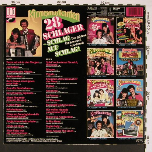 Kirmesmusikanten: 28 Schlager, RCA (PL 71185), D, 1986 Typ: LP Best.-Nr.: X8449 Preis: 6,00 Euro