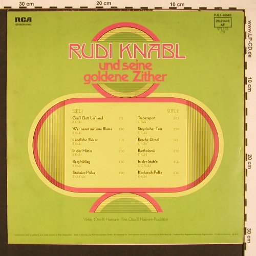 Knabl,Rudi: Und seine goldene Zither, RCA (26.21446 AF), D, 1975 Typ: LP Best.-Nr.: X8504 Preis: 7,50 Euro