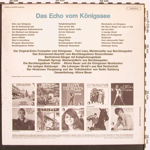 V.A.Das Echo vom Königssee: EchoTrompeter,Toni Lenz.AlfonsBauer, Volksplatte (C 048-28 611), D, m-/vg+ Typ: LP Best.-Nr.: X9195 Preis: 6,00 Euro