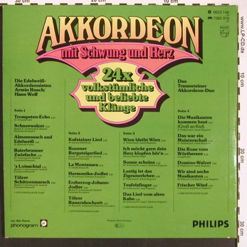 V.A.Akkordeon mit Schwung u.Herz: 24 x volkstümliche ...., Philips(6623 146), D, Foc, 1975 - 2LP - X9332 - 7,50 Euro