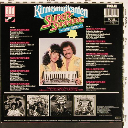 Kirmesmusikanten: Superstimmung +++non stop+++, RCA (PL 70162), D, 1983 Typ: LP Best.-Nr.: X9335 Preis: 6,00 Euro