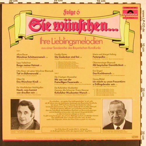 V.A.Sie Wünschen.. Folge 6: Alfons Baue... Georg Blädel, 12Tr., Polydor (2437 997), D, 1979 Typ: LP Best.-Nr.: X9453 Preis: 5,00 Euro