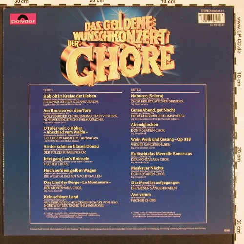 V.A.Das goldene Wunschk. Der Chöre: Berliner Lehrer-Ge. ..Fischer Chöre, Polydor (819 581), D Typ: LP Best.-Nr.: X9536 Preis: 6,00 Euro