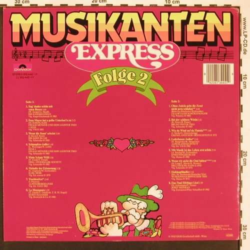V.A.Musikanten Express Folge 2: Kaisermandn... Josef Meinrad, Polydor (813 445), D, m-/vg+, 1980 Typ: LP Best.-Nr.: X9540 Preis: 5,00 Euro