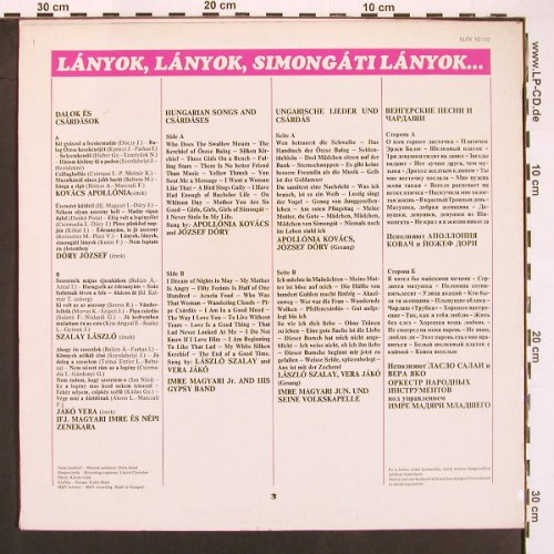 V.A.Hungarian Folk Songs Czardases: Apollonia Kovacs..Imre Magyari, Qualiton (SLPX 10110), H Typ: LP Best.-Nr.: X9552 Preis: 7,50 Euro