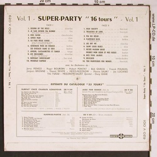 V.A.Super Party: Vol.1-16 tours, ! 16 rpm -1Heure..., Ducretet Thomson (620 V 001), F, m-/vg+, 1957 Typ: 10" Best.-Nr.: Y1012 Preis: 12,50 Euro
