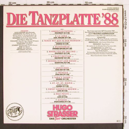 Strasser,Hugo & Tanz-Orch.: Die Tanzplatte'88, ADTV, EMI, Club-Sonderaufl.(32 593-6), D, 1987 - LP - Y143 - 6,00 Euro