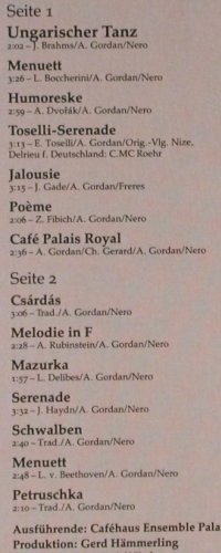 Cafehaus Ensemble Palais Royal: Eine musikalische Erinnerung, Marcato (31 076 3), D, 1980 Typ: LP Best.-Nr.: Y1739 Preis: 9,00 Euro