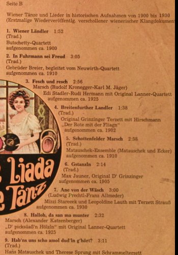 V.A.Schene Liada - Harbe Tanz: Wiener Tänze u.Lieder1800-1900,Foc, Paltram (Z 897 800), A, Mono, 1971 Typ: LP Best.-Nr.: Y2482 Preis: 7,50 Euro