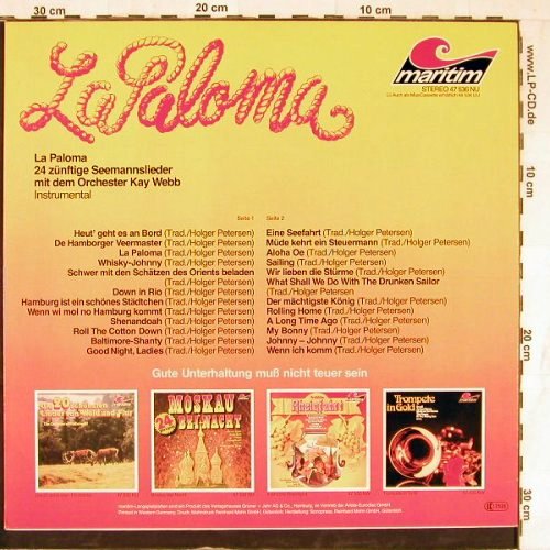 Webb Orchester,Kai: La Paloma, instrum., Maritim (47 536 NU), D Typ: LP Best.-Nr.: Y2611 Preis: 5,00 Euro