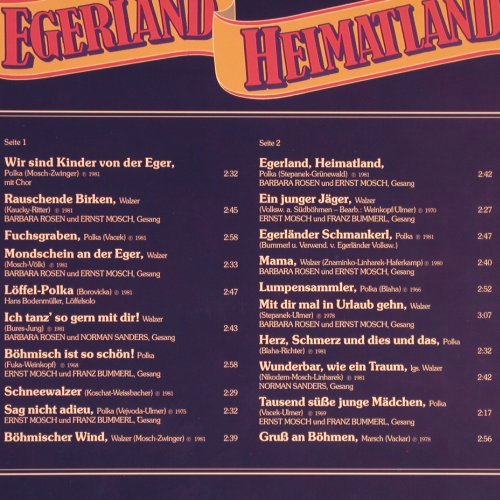 Mosch,Ernst: Egerland-Heimatland, Telefunken, DSC(28 432-3), D, 1982 - LP - Y2683 - 6,00 Euro