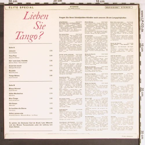 V.A.Lieben Sie Tango ?: Orch.Karl de Groof,Lutz Albrecht..., Elite Special (SOLP-S-33 252), D/CH Typ: LP Best.-Nr.: Y2736 Preis: 7,50 Euro