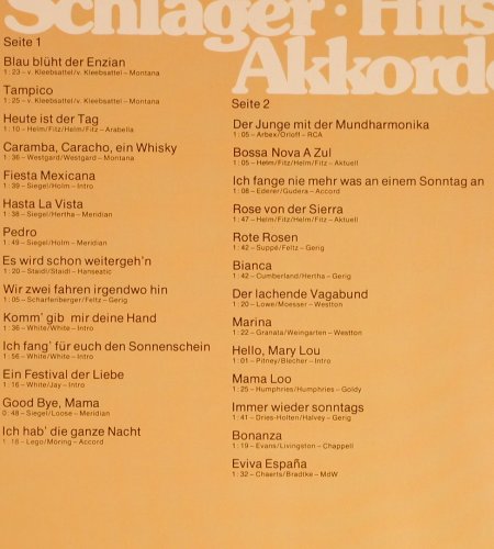 Rusch,Armin + Horst Reipsch: Schlager Hits Akkordeon, Baccarola (87 587 ZT), D Typ: LP Best.-Nr.: Y2738 Preis: 6,00 Euro
