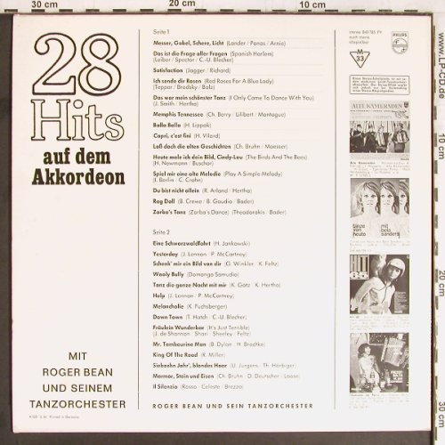 Bean,Roger und sein Tanzorchester: 28 Hits auf Akkordeon, Mono, Philips (843 785 PY), D, 1966 Typ: LP Best.-Nr.: Y2739 Preis: 7,50 Euro