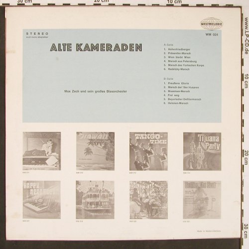Zech,Max und s.gr. Blasorchester: Alte Kameraden, Weltmelodie (WM 024), D Typ: LP Best.-Nr.: Y305 Preis: 6,00 Euro