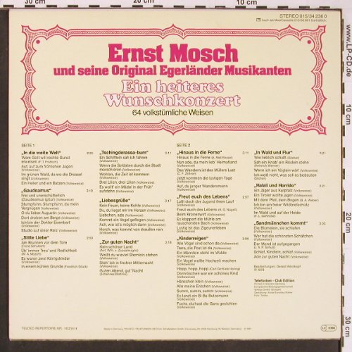 Mosch,Ernst & seine Orig.Egerländer: Ein heiteres Wunschkonzert, Telefunken(015/34 236), D, DSC, 1981 - LP - Y308 - 7,50 Euro