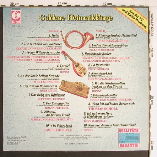 V.A.Goldene Heimatklänge: Gitti und Erica, Heidi...Heino, K-tel (TG 1195), D Typ: LP Best.-Nr.: Y3142 Preis: 6,00 Euro