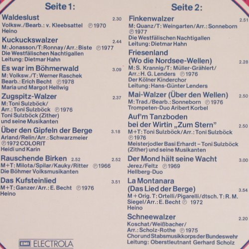 V.A.Volkstümliche Walzer: Heino...Chor&Stabsmusikkorps d.BW, HörZu (054-45 115), D Typ: LP Best.-Nr.: Y3202 Preis: 7,50 Euro